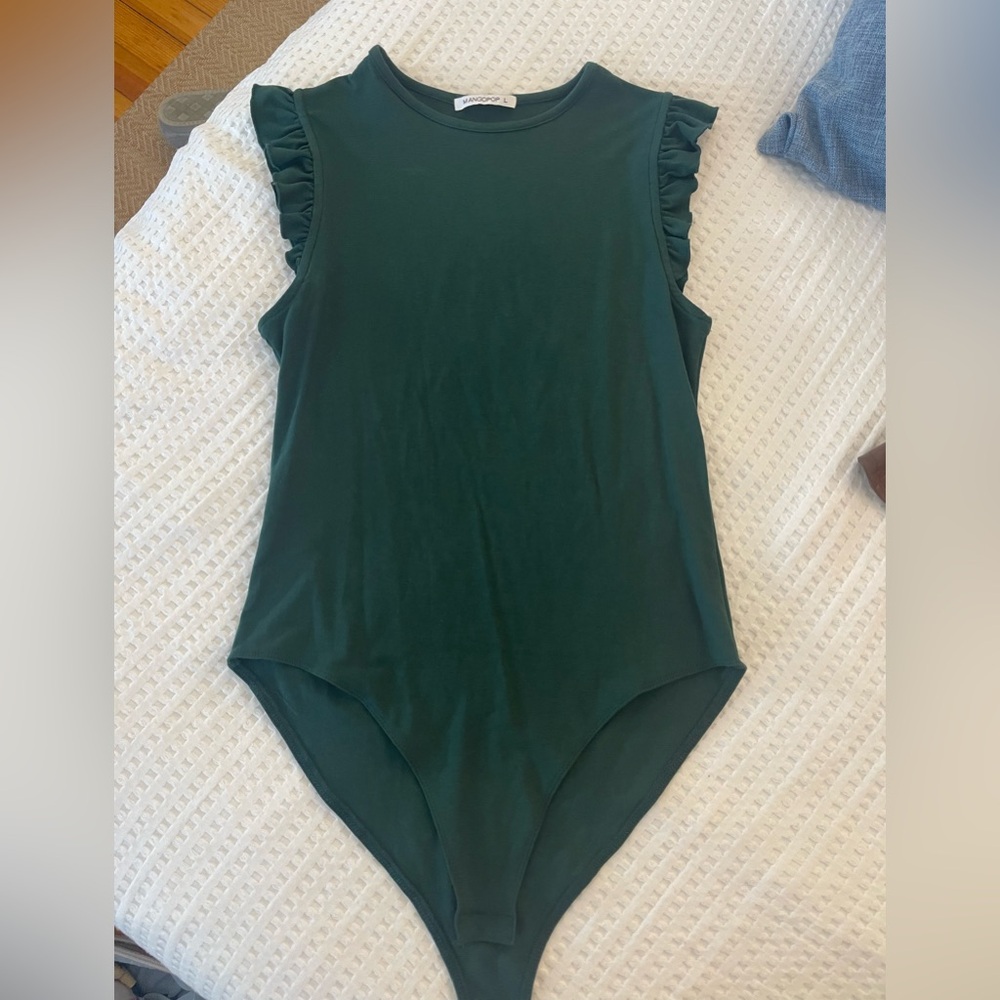 Green Ruffle Sleeve Bodysuit